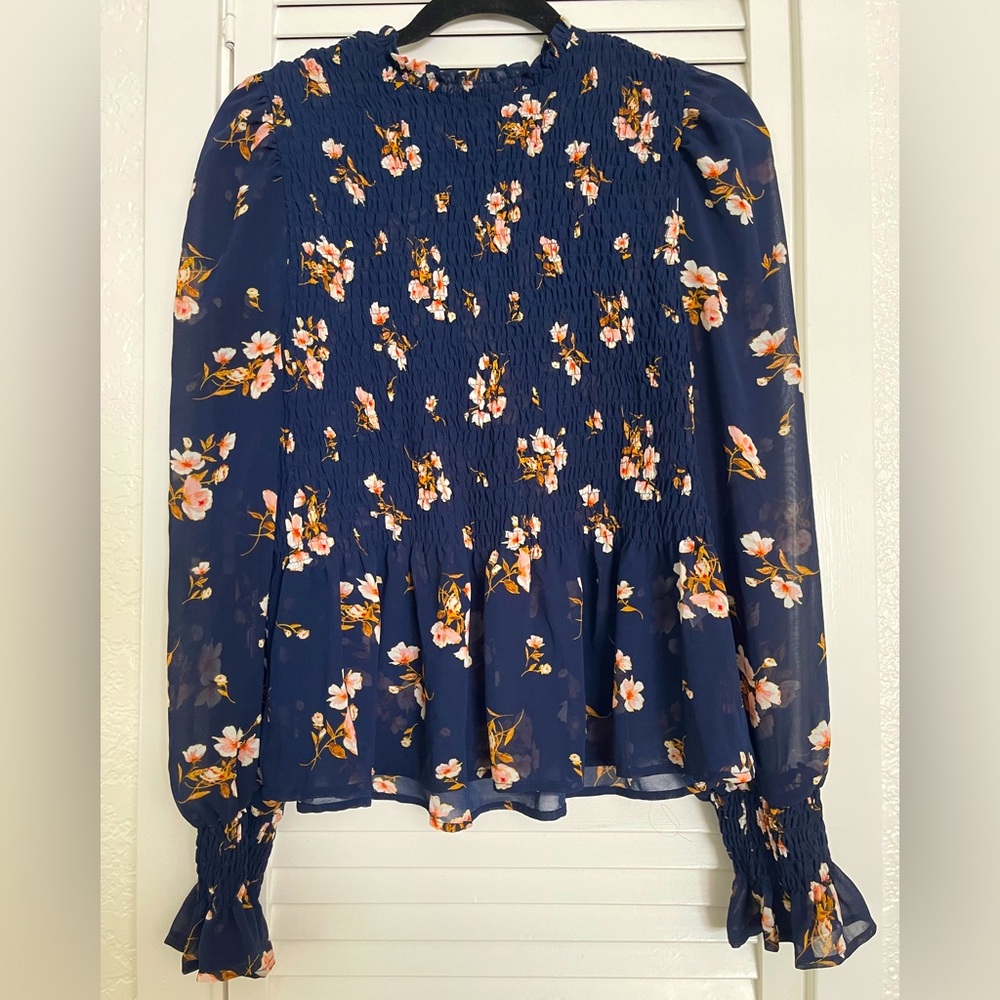 Sheer Long Sleeve Blouse Size L